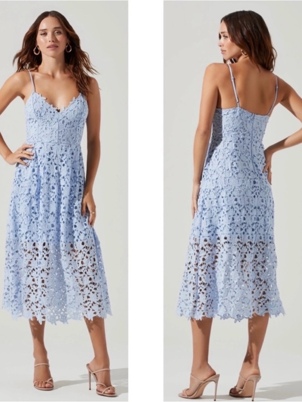 Astr Light Blue Lace Midi Dress - Picture 15 of 15